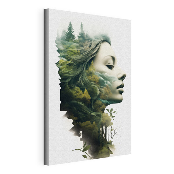 Visage de femme avec arbres et nuages Tableaux Visage de femme avec arbres et nuages