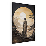 Tableaux Femme en robe longue regardant le soleil