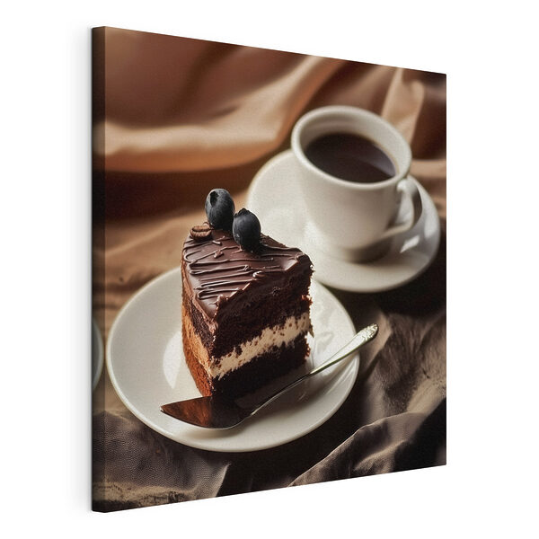 Une part de gâteau et une tasse de café Tableaux Une part de gâteau et une tasse de café