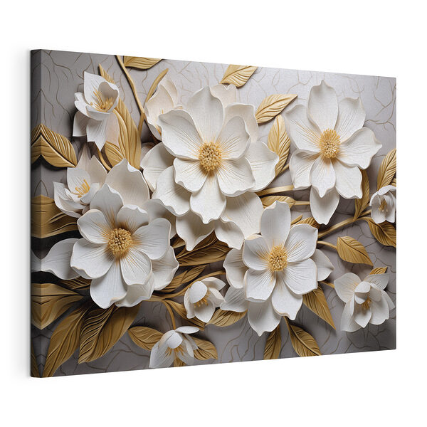 Groupe de fleurs et de feuilles blanches Tableaux Groupe de fleurs et de feuilles blanches