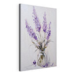 Tableaux Peinture de fleurs violettes dans un vase en verre