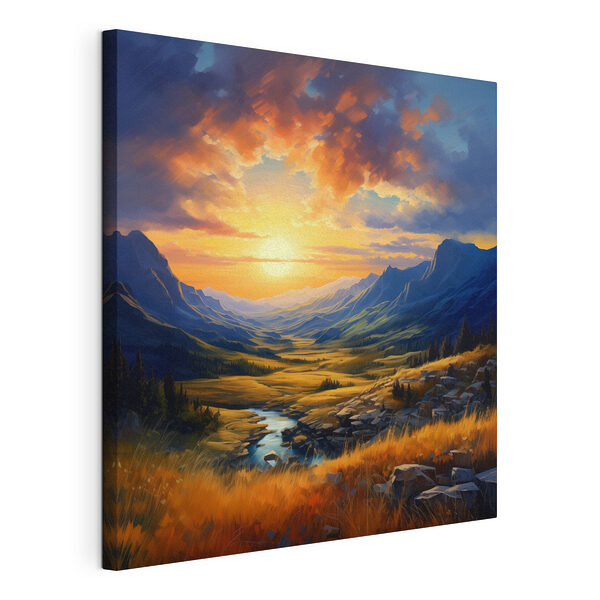 Tableaux Paysage avec rivière et montagnes