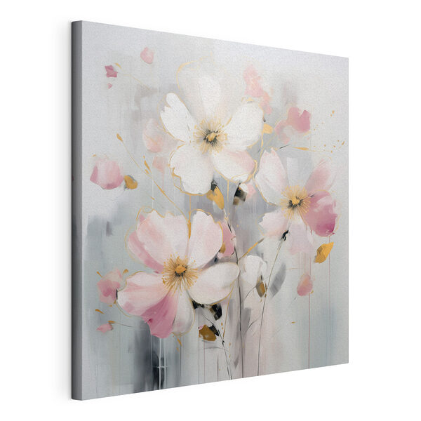 Tableaux Peinture de fleurs sur fond gris