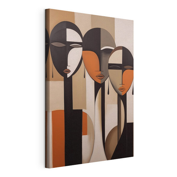 Groupe de visages de personnes peints sur un mur Tableaux Groupe de visages de personnes peints sur un mur