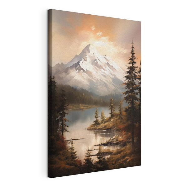 Tableaux Lac de montagne et arbres