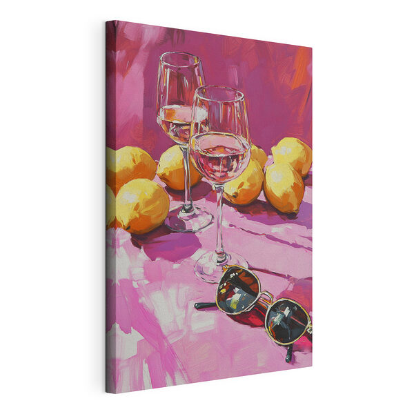 Peinture de verres à vin et de citrons Tableaux Peinture de verres à vin et de citrons