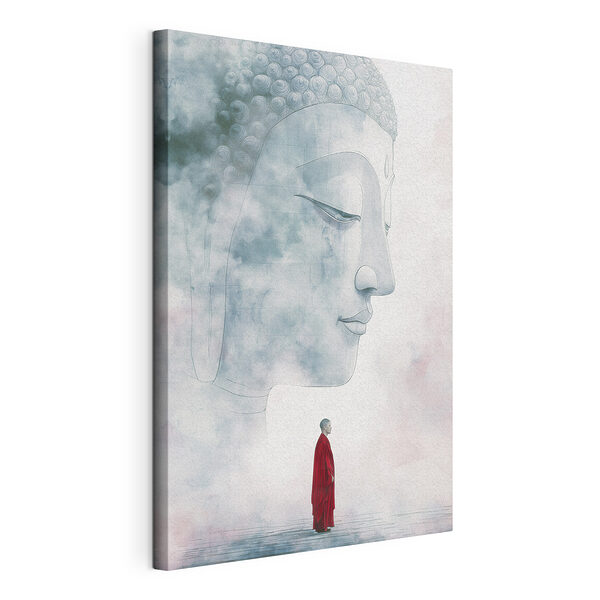 Homme debout devant un grand visage Tableaux Homme debout devant un grand visage