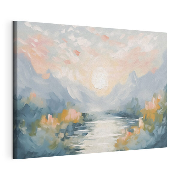 Tableaux Peinture d'une rivière et de montagnes