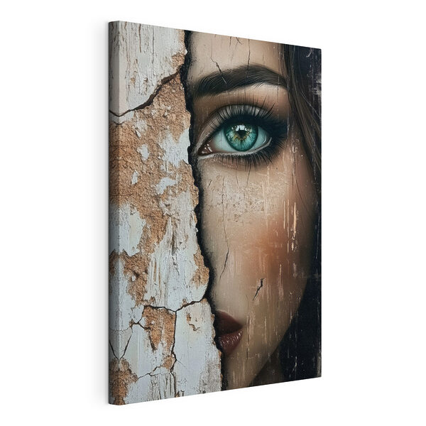 Le visage d'une femme avec un mur fissuré Tableaux Le visage d'une femme avec un mur fissuré
