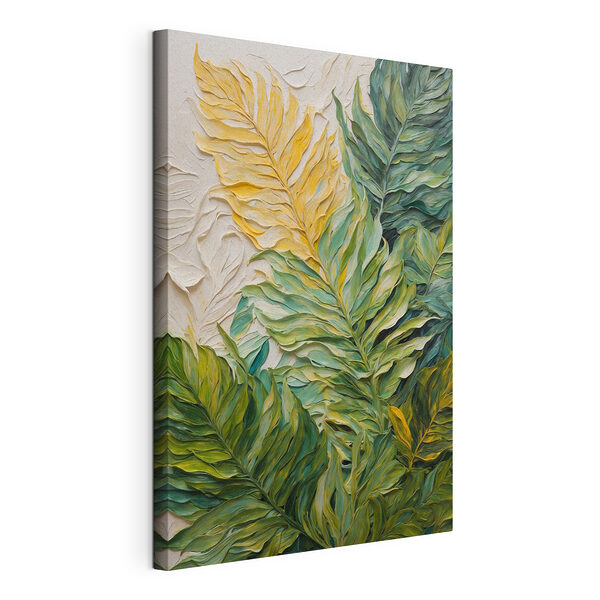 Peinture de feuilles sur une surface blanche Tableaux Peinture de feuilles sur une surface blanche