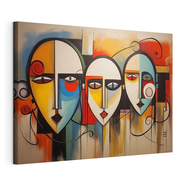 Groupe de visages de personnes peints sur un mur Tableaux Groupe de visages de personnes peints sur un mur