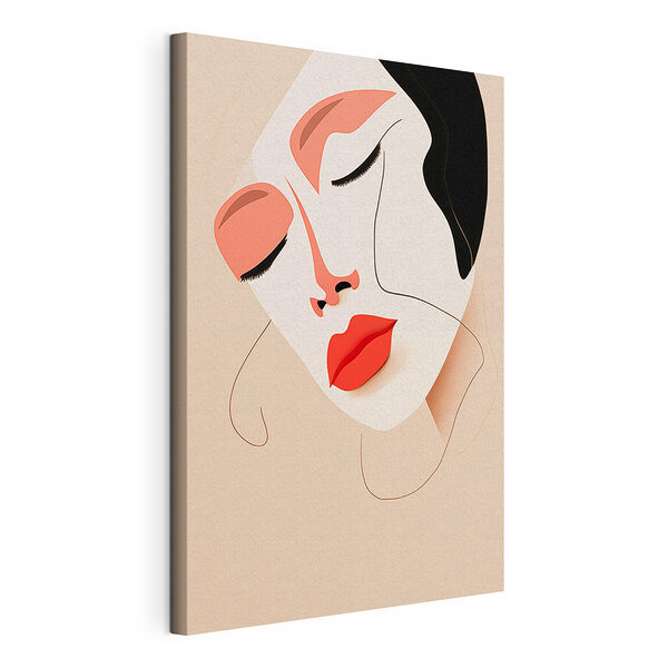 Femme avec des lèvres rouges et des taches noires sur le visage Tableaux Femme avec des lèvres rouges et des taches noires sur le visage