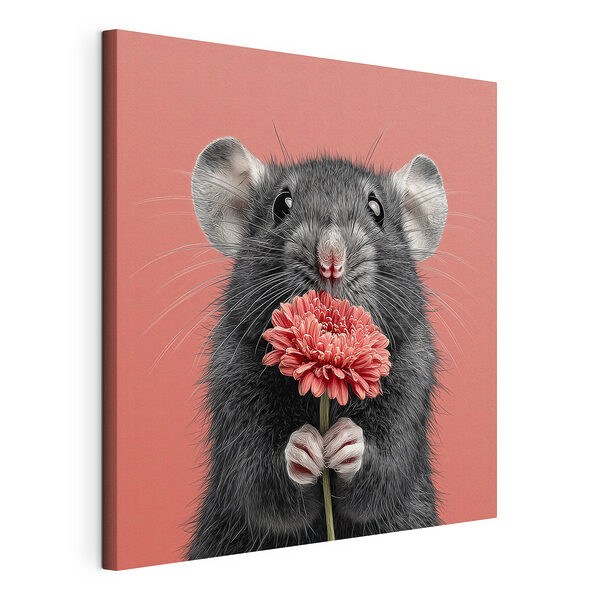 Souris tenant une fleur Tableaux Souris tenant une fleur