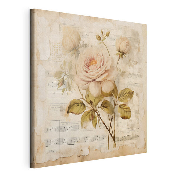 Peinture de fleurs sur une feuille de musique Tableaux Peinture de fleurs sur une feuille de musique