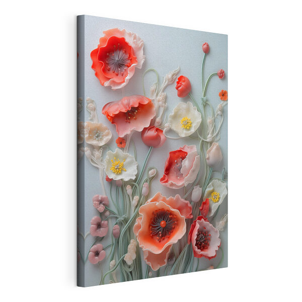 Tableaux Groupe de fleurs sur une surface blanche