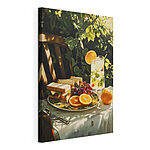 Tableaux Assiette de sandwichs et de fruits sur une table
