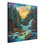 Tableaux Peinture d'une rivière traversant une forêt