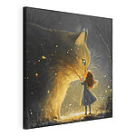 Tableaux Fille embrassant un chat