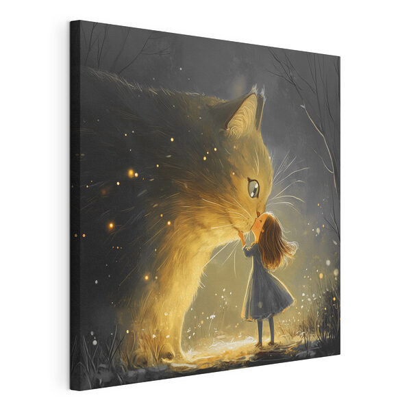 Tableaux Fille embrassant un chat