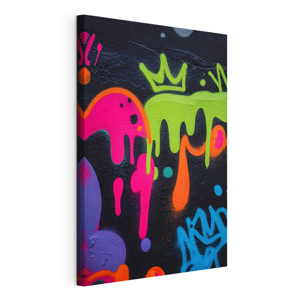 Des graffitis aux couleurs vives sur fond sombre Tableaux Des graffitis aux couleurs vives sur fond sombre