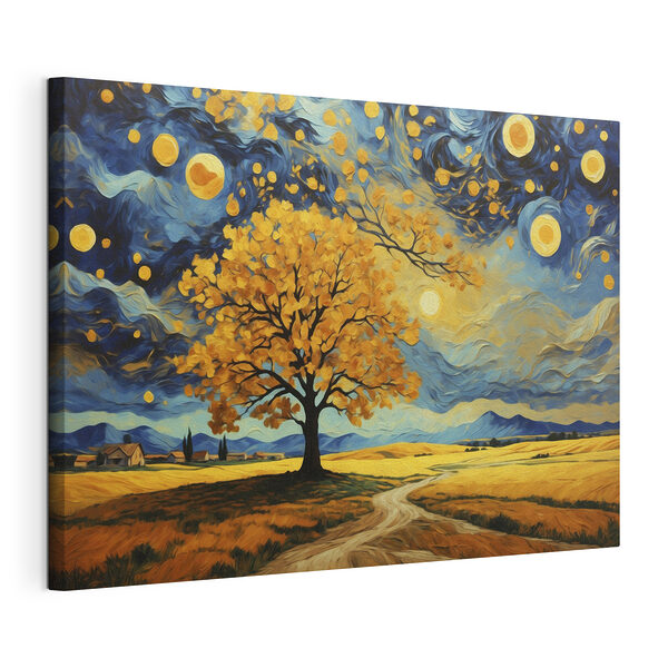 Peinture représentant un arbre dans un champ Tableaux Peinture représentant un arbre dans un champ