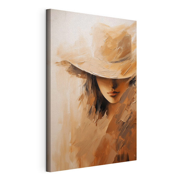 Tableau représentant le visage d'une femme coiffée d'un chapeau Tableaux Tableau représentant le visage d'une femme coiffée d'un chapeau