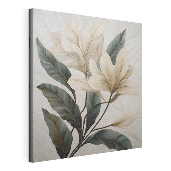 Tableaux Peinture représentant des feuilles sur une surface blanche
