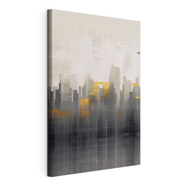 Tableaux Un oiseau survolant une ville