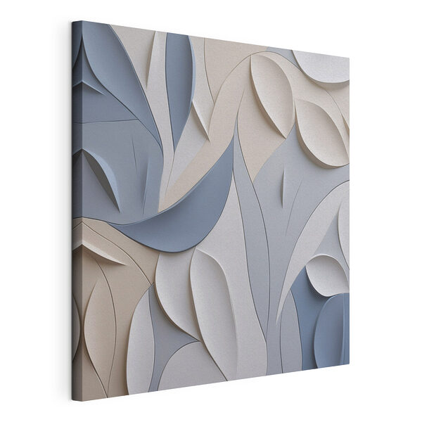 Mur orné de feuilles blanches et bleues Tableaux Mur orné de feuilles blanches et bleues