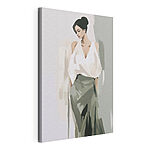 Tableaux Une femme en chemise blanche et jupe verte
