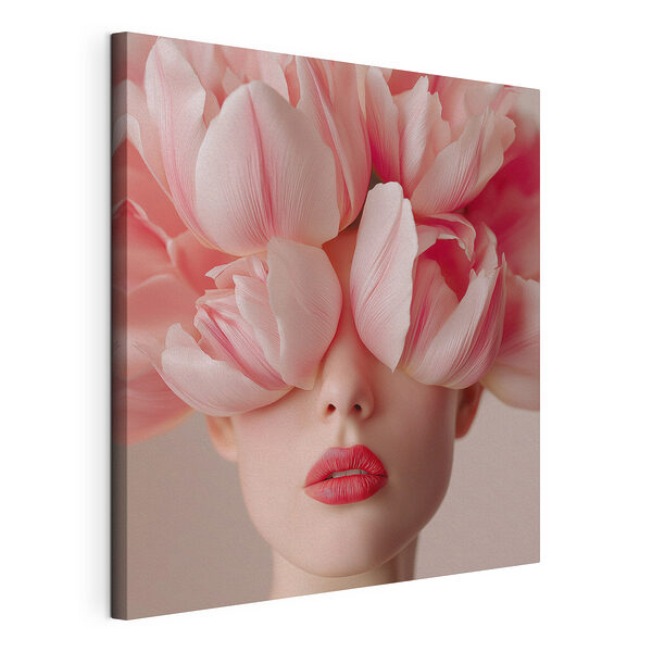 Femme avec des fleurs roses sur la tête Tableaux Femme avec des fleurs roses sur la tête