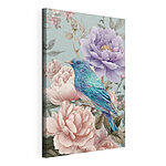 Tableaux Un oiseau bleu perché sur une fleur