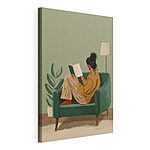 Tableaux Une femme lisant un livre, assise dans un fauteuil