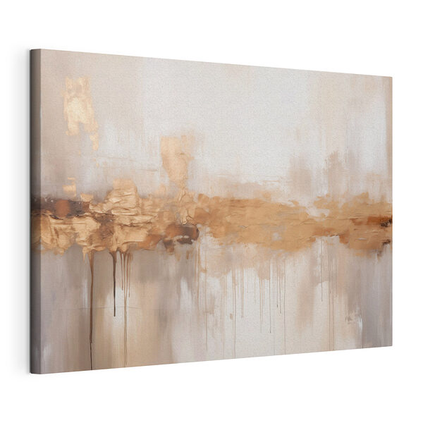 Peinture représentant un mur blanc sur lequel coulent des gouttes de peinture marron Tableaux Peinture représentant un mur blanc sur lequel coulent des gouttes de peinture marron