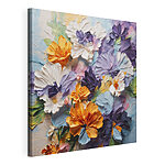 Tableaux Peinture représentant des fleurs sur un fond bleu