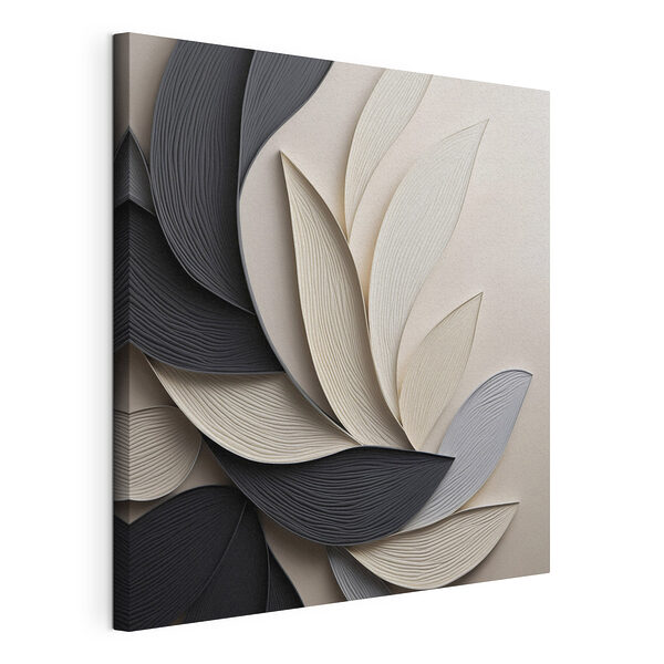 Motif de feuilles en noir et blanc Tableaux Motif de feuilles en noir et blanc