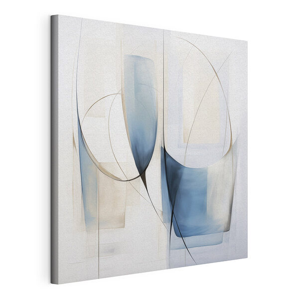 Peinture représentant deux formes bleues et blanches Tableaux Peinture représentant deux formes bleues et blanches