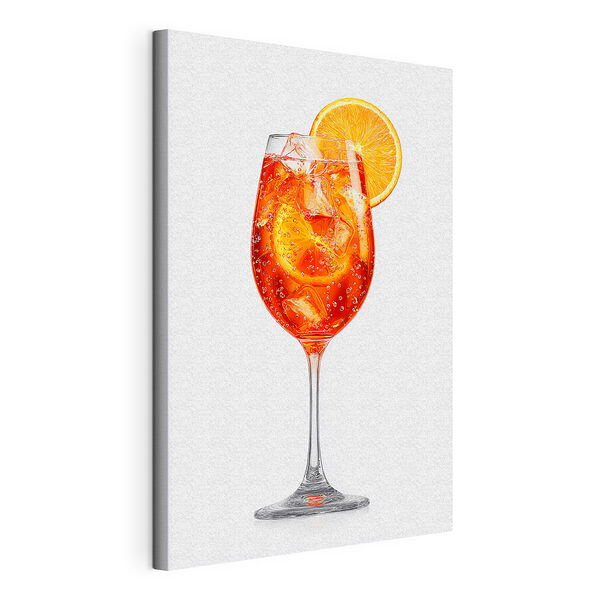 Tableaux Verre de jus d'orange avec des glaçons et une rondelle d'orange