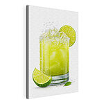 Tableaux Un verre de jus de citron vert avec des glaçons et des rondelles de citron vert