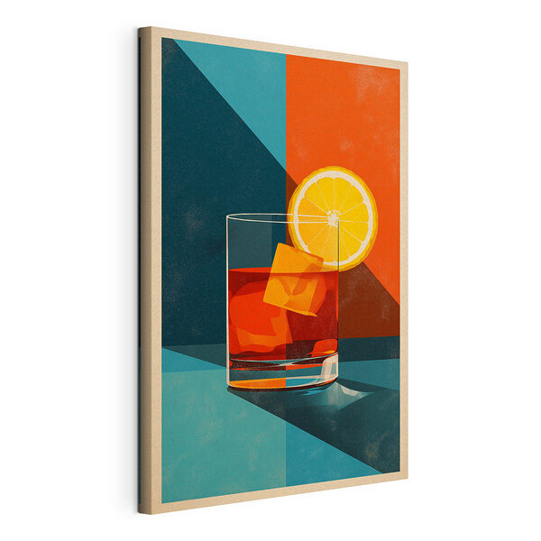 Un verre d'alcool avec des glaçons et une rondelle de citron Tableaux Un verre d'alcool avec des glaçons et une rondelle de citron