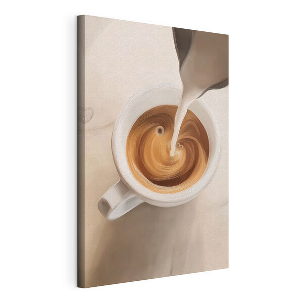 Tableaux Une tasse de café dans laquelle on verse du lait