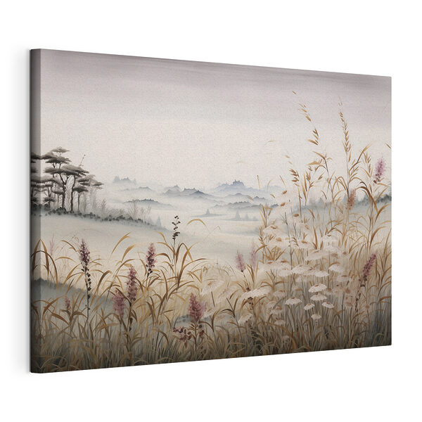 Peinture représentant un paysage avec de l'herbe et des fleurs Tableaux Peinture représentant un paysage avec de l'herbe et des fleurs