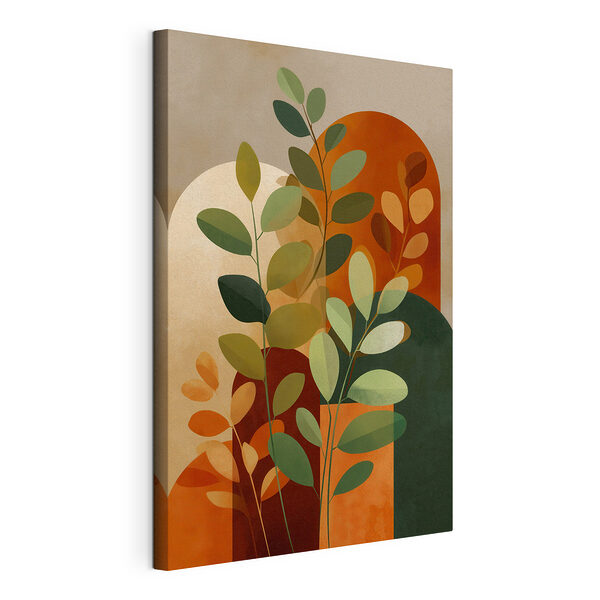 Peinture représentant des feuilles et un cercle Tableaux Peinture représentant des feuilles et un cercle