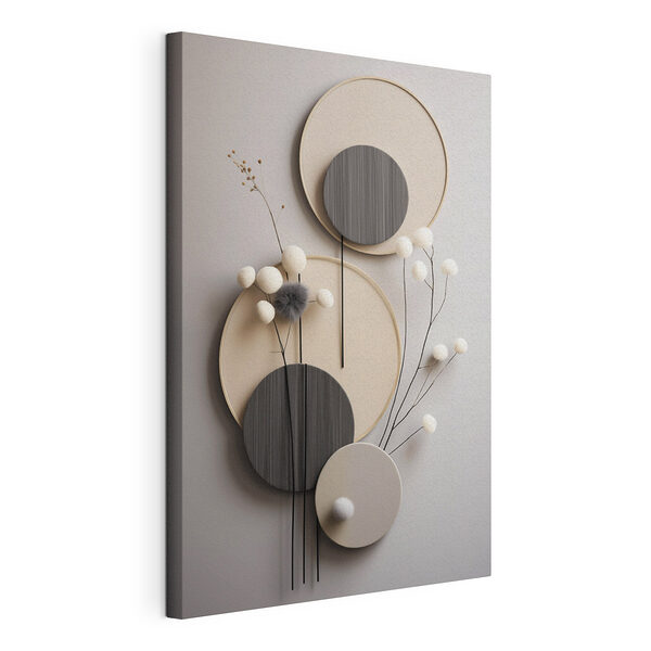Décoration murale composée de cercles et de fleurs blanches Tableaux Décoration murale composée de cercles et de fleurs blanches