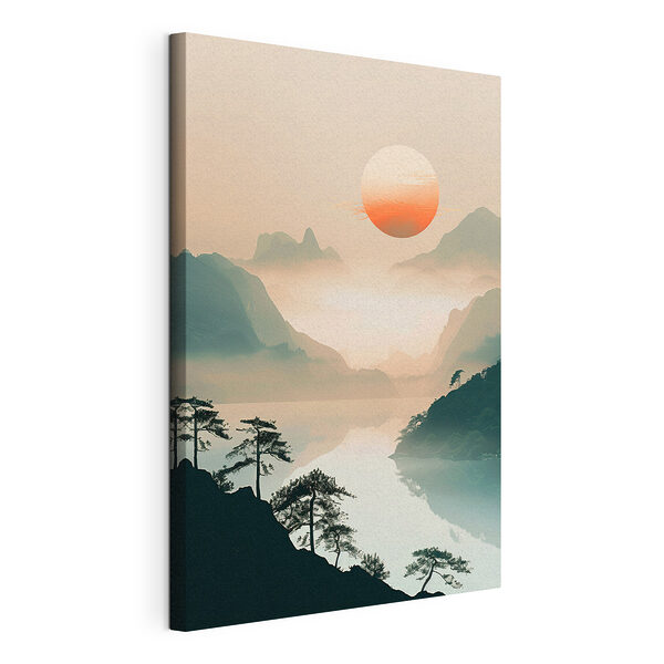 Paysage avec des montagnes et un lac Tableaux Paysage avec des montagnes et un lac