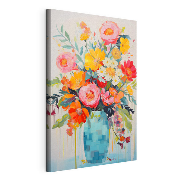Tableau représentant des fleurs dans un vase bleu Tableaux Tableau représentant des fleurs dans un vase bleu