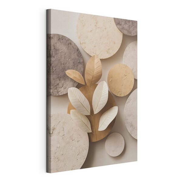 Ensemble d'objets ronds et circulaires ornés de feuilles Tableaux Ensemble d'objets ronds et circulaires ornés de feuilles