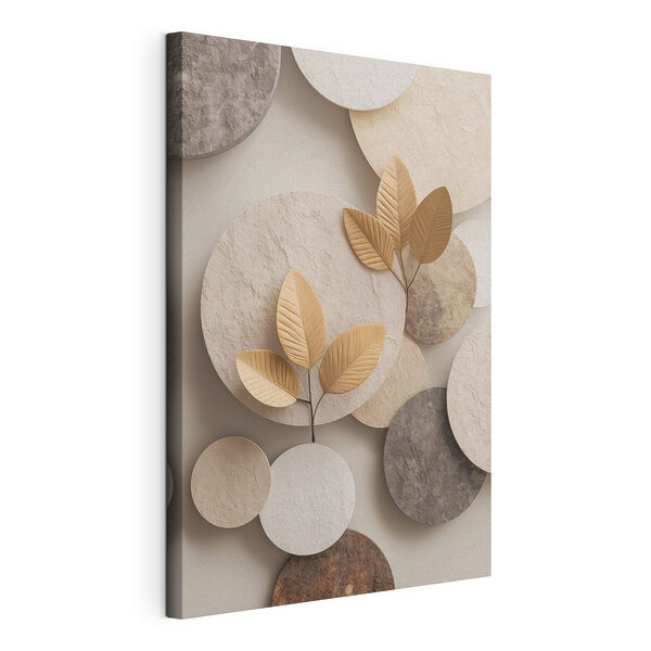 Ensemble d'objets circulaires ornés de feuilles Tableaux Ensemble d'objets circulaires ornés de feuilles