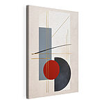 Tableaux Un cercle rouge, des rectangles bleus et des lignes