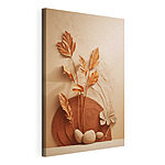 Tableaux Des feuilles brunes et blanches sur une surface brune